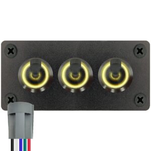 ProRide Metalen Tuimelschakelaar 12-24V OFF-ON - Drievoudig Inbouwpaneel - 16mm - LED indicatie Geel