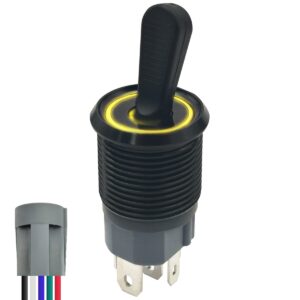 ProRide Metalen Tuimelschakelaar 12-24V OFF-ON met Aansluitkabel - Inbouw - 16mm - LED indicatie Geel