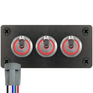 ProRide Metalen Tuimelschakelaar 12-24V OFF-ON - Drievoudig Inbouwpaneel - 16mm - LED indicatie Rood
