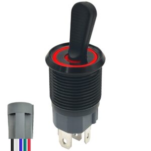 ProRide Metalen Tuimelschakelaar 12-24V OFF-ON met Aansluitkabel - Inbouw - 16mm - LED indicatie Rood