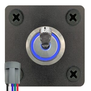 ProRide Metalen Tuimelschakelaar 12-24V OFF-ON - Enkelvoudig Inbouwpaneel - 16mm - LED indicatie Blauw
