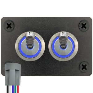 ProRide Metalen Tuimelschakelaar 12-24V OFF-ON - Tweevoudig Inbouwpaneel - 16mm - LED indicatie Blauw