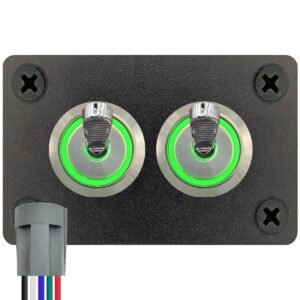 ProRide Metalen Tuimelschakelaar 12-24V OFF-ON - Tweevoudig Inbouwpaneel - 16mm - LED indicatie Groen