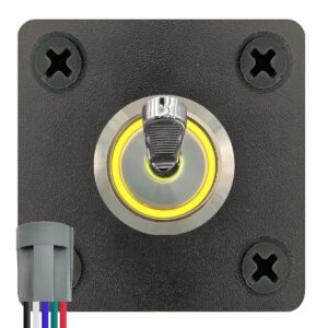 ProRide Metalen Tuimelschakelaar 12-24V OFF-ON - Enkelvoudig Inbouwpaneel - 16mm - LED indicatie Geel