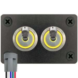 ProRide Metalen Tuimelschakelaar 12-24V OFF-ON - Tweevoudig Inbouwpaneel - 16mm - LED indicatie Geel