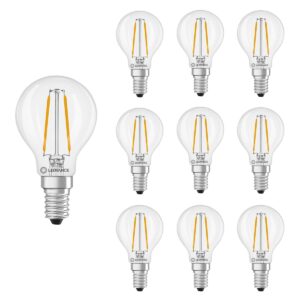 Ledvance LED Filament Kogellamp E14 - 1.8W 250lm 2700K 230V - Ø45mm - 10 stuks - Geschikt voor vitrinekasten, decoratieve lampen, bijzettafels - 10 stuks