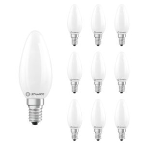 Ledvance LED Filament Kaarslamp E14 - 3.4W 470lm 2700K 230V - Mat Glas - Ø35mm - 10 stuks - Geschikt voor kroonluchters, eettafels, woonkamers - 10 stuks