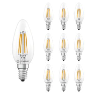 Ledvance LED Filament Kaarslamp E14 - 3.4W 470lm 4000K 230V - Ø35mm - 10 stuks - Geschikt voor werkruimtes, keukens, kantoren - 10 stuks