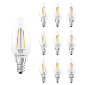 Ledvance LED Filament Kaarslamp E14 - 1.8W 250lm 2700K 230V - Ø35mm - 10 stuks - Geschikt voor kroonluchters, wandlampen, sfeerverlichting - 10 stuks