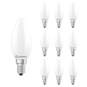 Ledvance LED Filament Kaarslamp E14 - 1.8W 250lm 2700K 230V - Mat Glas - Ø35mm - 10 stuks - Geschikt voor hotels, klassiek interieur, kroonluchters - 10 stuks