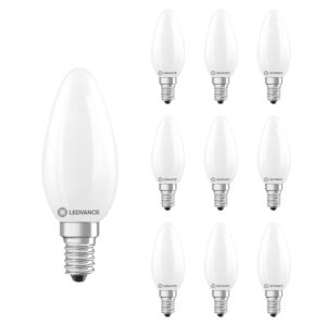 Ledvance LED Filament Kaarslamp E14 - 5.9W 806lm 2700K 230V - Mat Glas - Ø35mm - Dimbaar - 10 stuks - Geschikt voor kroonluchters, hotels, klassieke armaturen - 10 stuks