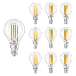 Ledvance LED Filament Kogellamp E14 - 3.4W 470lm 2700K 230V - Ø45mm - Dimbaar - 10 stuks - Geschikt voor woonkamer, restaurants, decoratie - 10 stuks