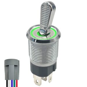 ProRide Metalen Tuimelschakelaar 12-24V OFF-ON met Aansluitkabel - Inbouw - 16mm - LED indicatie Groen
