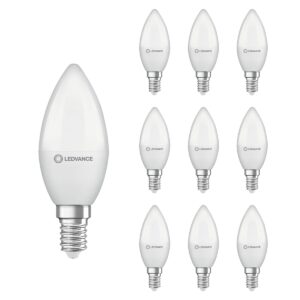 Ledvance LED Filament Kaarslamp E14 - 4.9W 470lm 2700K 230V - Mat Glas - Ø37mm - 10 stuks - Geschikt voor kroonluchters, hotels, klassieke armaturen - 10 stuks