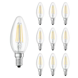 Ledvance LED Filament Kaarslamp E14 - 4W 470lm 2700K 230V - Ø35mm - Geschikt voor woonkamers, tafellampen, sfeerverlichting - 10 stuks