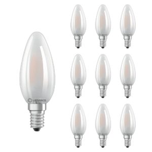Ledvance LED Filament Kaarslamp E14 - 4W 470lm 2700K 230V - Mat Glas - Ø35mm - Geschikt voor klassiek interieur, wandlampen, hotels - 10 stuks