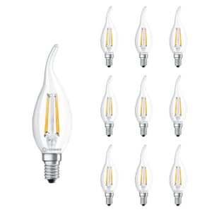 Ledvance LED Filament Tip-kaarslamp E14 - 4W 470lm 2700K 230V - Ø35mm - Geschikt voor kroonluchters, wandlampen, sfeerverlichting - 10 stuks