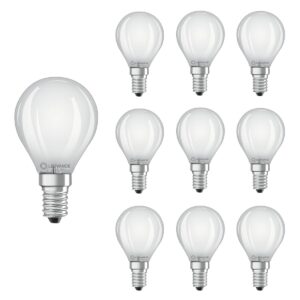 Ledvance LED Filament Kogellamp E14 - 2.5W 250lm 2700K 230V - Mat Glas - Ø45mm - Geschikt voor nachtlampen, hotels, slaapkamer - 10 stuks