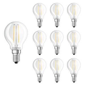 Ledvance LED Filament Kogellamp E14 - 2.5W 250lm 2700K 230V - Ø45mm - Geschikt voor tafellampen, kastverlichting, woonkamer - 10 stuks