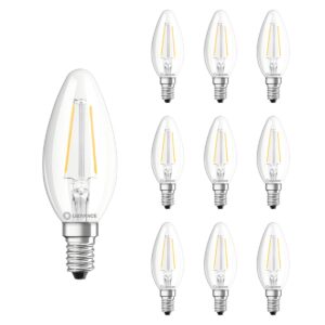 Ledvance LED Filament Kaarslamp E14 - 2.5W 250lm 2700K 230V - Ø35mm - Geschikt voor woonkamers, tafellampen, sfeerverlichting - 10 stuks