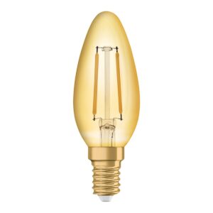 Osram Vintage 1906 LED Kaarslamp E14 - 1.5W 120lm 2400K Goudkleurig Glas - Ø35mm - LED Filament Kaars - Voor Kroonluchters & Klassieke Armaturen