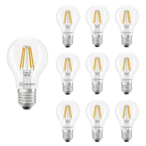 Ledvance LED Classic A60 Filament Lamp E27 - 3.4W 470lm 4000K 230V - Ø60mm - Geschikt voor keuken, leeslampen, studeerkamers - 10 stuks