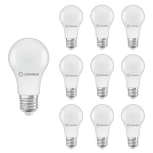 Ledvance LED Lamp A60 E27 - 8.5W 806lm 2700K Mat Glas - Ø60mm - Geschikt voor woonkamer, eetkamer, lampenkap - 10 stuks