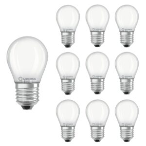 Ledvance LED Filament Lamp P45 E27 - 2.5W 250lm 2700K Mat Glas - Ø45mm - Geschikt voor slaapkamerlampen, hotels, zachte sfeerverlichting - 10 stuks