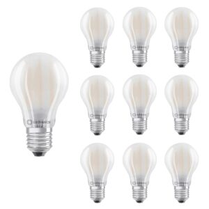 Ledvance LED Filament Lamp A60 E27 - 6.5W 806lm 4000K 230V - Mat Glas - Ø60mm - Geschikt voor kantoor, hotels, algemene verlichting - 10 stuks