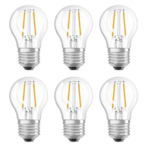Osram LED Lamp Classic P45 E27 - 4W 470lm 2700K Ø45mm - LED Filament Lamp - Geschikt voor Woonkamer & Eetkamer - 6 stuks