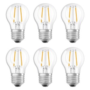 Ledvance LED Lamp Classic P45 E27 - 2.8W 250lm 2700K Ø45mm - LED Filament Lamp - Voor Gezellige Sfeerverlichting in Woonkamer & Slaapkamer - 6 stuks