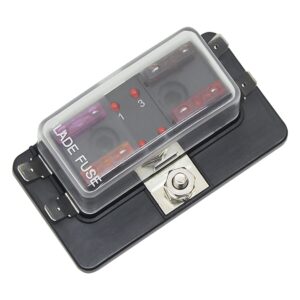 BLOW Zekeringhouder 4-voudig met LED Indicator - Inclusief 4 platte zekeringen (3A, 5A, 7.5A, 10A) - 12/24V