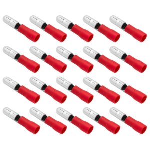 VLTG Geïsoleerde Bullet Stekker 4mm Rood - Mannelijk - Ronde Kabelschoen - 0.5-1.5 mm² - 20 stuks