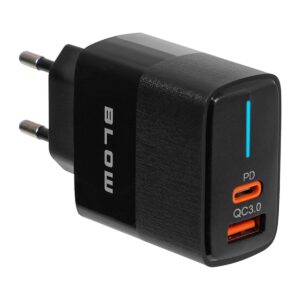 BLOW USB Lader 20W - Snellader Met USB-A & USB-C - QC3.0 + PD - Zwart