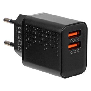 BLOW USB Lader 18W - 2x USB-A Snellader - QC3.0 - Zwart