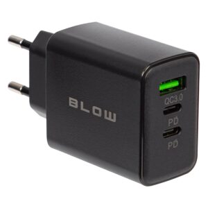 BLOW USB Lader 40W - Snellader met 2x USB-C & USB-A - PD & QC3.0 - Zwart