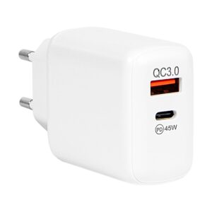 BLOW USB Lader 45W GaN - Snellader met USB-C & USB-A - PD & QC3.0 - Wit