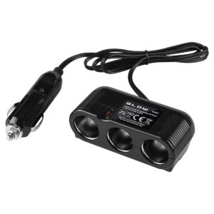 BLOW Auto Sigarettenaansteker Splitter - 3x Socket - CS-32 - 12V/24V - Met Kabel & LED-indicator
