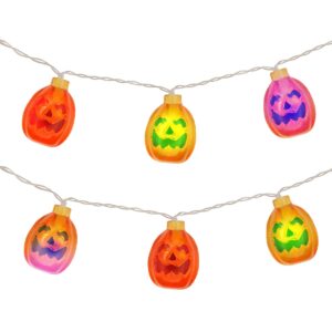 Halloween Lichtsnoer Pompoen Doorzichtig en Gekleurd - 6 Meter - 40 LED Lampjes - Inclusief Batterijen - Gekleurd Licht