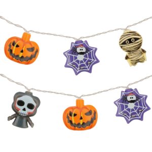 Halloween Lichtsnoer - 6 Meter - 40 LED Lampjes - Pompoen, Magere Hein, Mummie, Spin - Inclusief Batterijen - Warm Wit Licht
