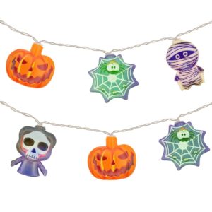 Halloween Lichtsnoer Gekleurd - 6 Meter - 40 LED Lampjes - Pompoen, Magere Hein, Mummie, Spin - Inclusief Batterijen - Gekleurd Licht