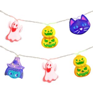 Halloween Lichtsnoer Gekleurd - 1.5 Meter - 10 LED Lampjes - Pompoen, Kat, Heks, Spook - Inclusief Batterijen - Gekleurd Licht