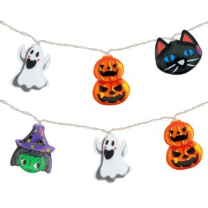 Halloween Lichtsnoer - 3 Meter - 20 LED Lampjes - Pompoen, Kat, Heks, Spook - Inclusief Batterijen - Warm Wit Licht