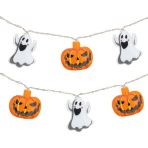 Halloween Lichtsnoer Pompoen met Spookjes - 1.5 Meter - 10 LED Lampjes - Inclusief Batterijen - Warm Wit Licht