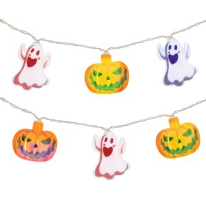 Halloween Lichtsnoer Pompoen met Spookjes Gekleurd - 6 Meter - 40 LED Lampjes - Inclusief Batterijen - Gekleurd Licht