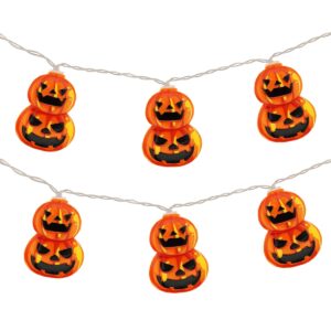 Halloween Lichtsnoer Dubbele Pompoenen - 1.5 Meter - 10 LED Lampjes - Inclusief Batterijen - Warm Wit Licht