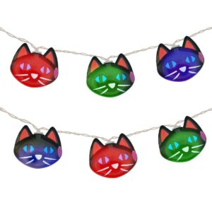 Halloween Lichtsnoer Kat Gekleurd - 3 Meter - 20 LED Lampjes - Inclusief Batterijen - Gekleurd Licht