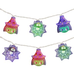 Halloween Lichtsnoer Spinnenweb met Heks Gekleurd - 6 Meter - 40 LED Lampjes - Inclusief Batterijen - Gekleurd Licht