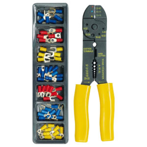 BLOW Krimptang Set met Draadstripper - Inclusief Geïsoleerde Kabelschoenen - 190mm - PVC/CS - AWG 22-8