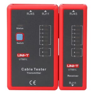 Uni-T Netwerk Kabeltester - RJ45 (8P8C) + RJ11 (6P4C) - UT681L - Rood